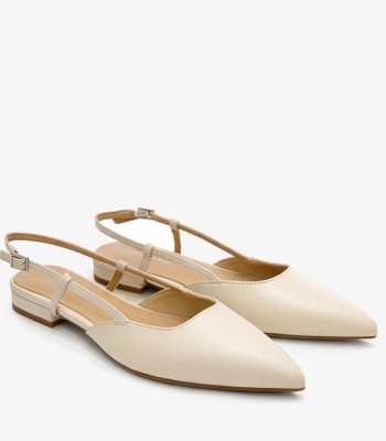 Μπεζ slingback flats με μυτερή μύτη