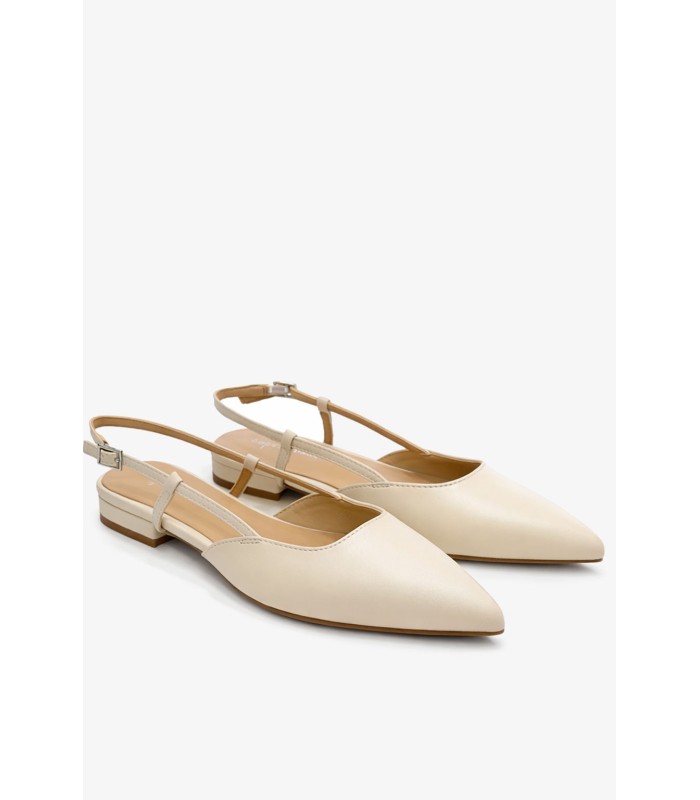 Μπεζ slingback flats με μυτερή μύτη