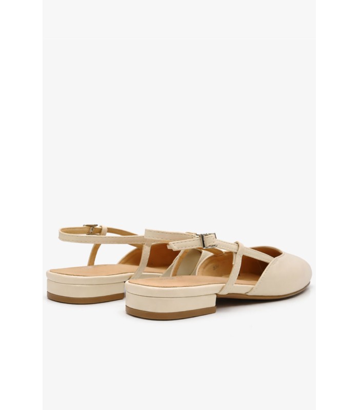 Μπεζ slingback flats με μυτερή μύτη