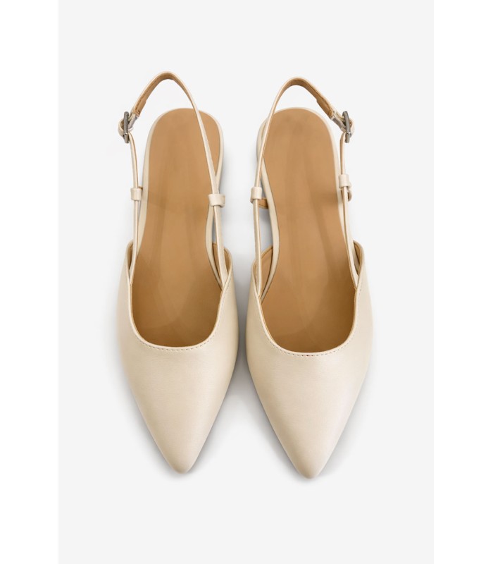 Μπεζ slingback flats με μυτερή μύτη