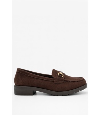 Καφέ loafer καστόρι με διακοσμητική αγκράφα