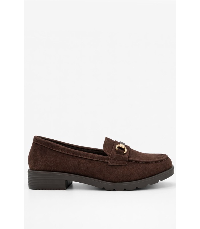Καφέ loafer καστόρι με διακοσμητική αγκράφα