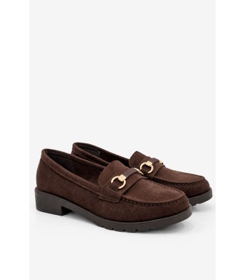 Καφέ loafer καστόρι με διακοσμητική αγκράφα