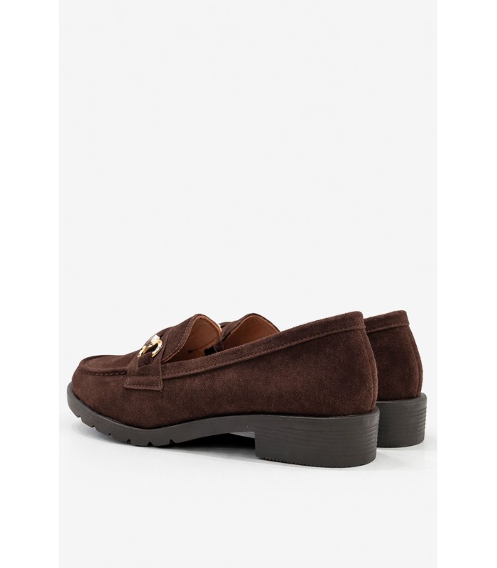 Καφέ loafer καστόρι με διακοσμητική αγκράφα