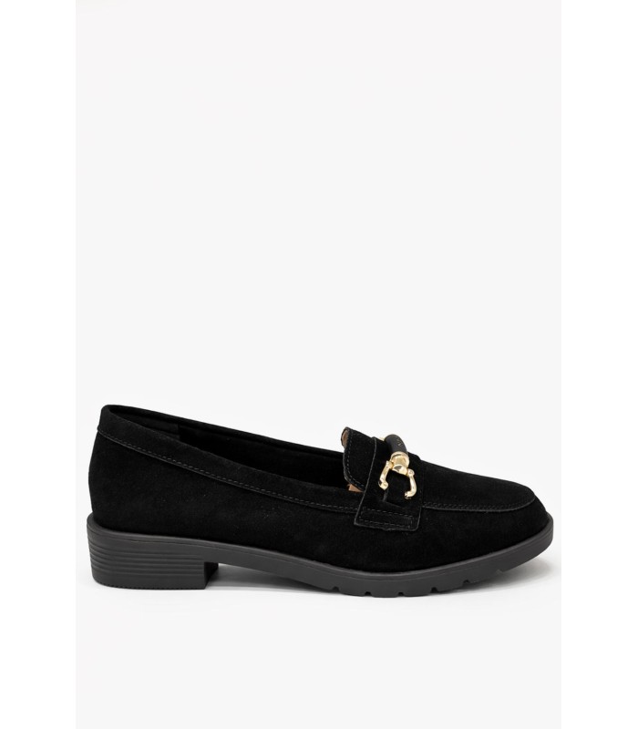 Μαύρο loafer με χρυσή διακριτική αγκράφα