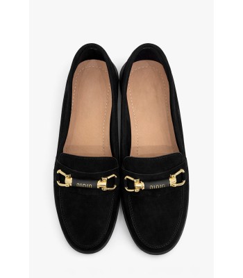Μαύρο loafer με χρυσή διακριτική αγκράφα