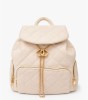 Μπεζ backpack με καπιτονέ σχέδιο και χρυσές λεπτομέρειες