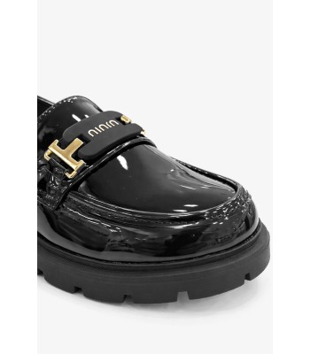 Μαύρο loafer λουστρίνι με chunky σόλα
