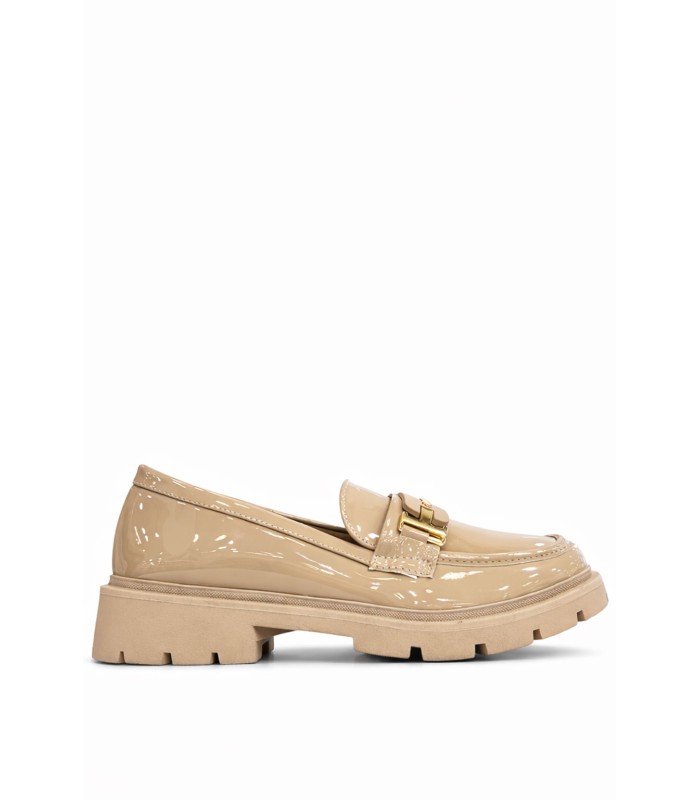 Μπεζ loafer λουστρίνι με chunky σόλα