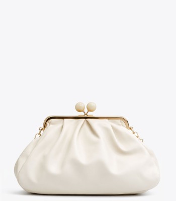 Off-white clutch τσάντα με μεταλλικό κούμπωμα