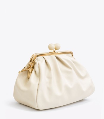 Off-white clutch τσάντα με μεταλλικό κούμπωμα