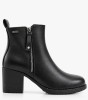 Μαύρα ankle boots με διακοσμητικό φερμουάρ και χοντρό τακούνι