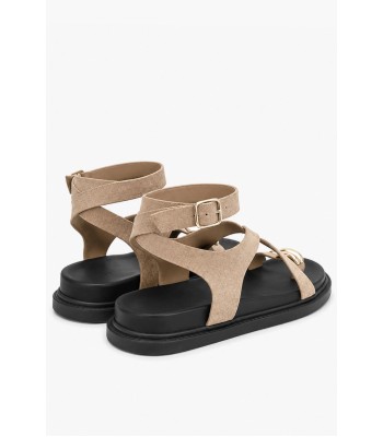 Χακί σανδάλι με διακοσμητικό toe ring και ανατομικό πάτο