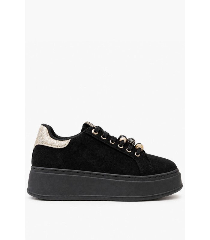 Μαύρα sneakers με χοντρή σόλα και διακοσμητικές χάντρες