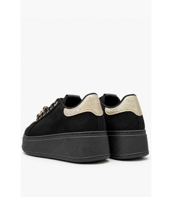 Μαύρα sneakers με χοντρή σόλα και διακοσμητικές χάντρες