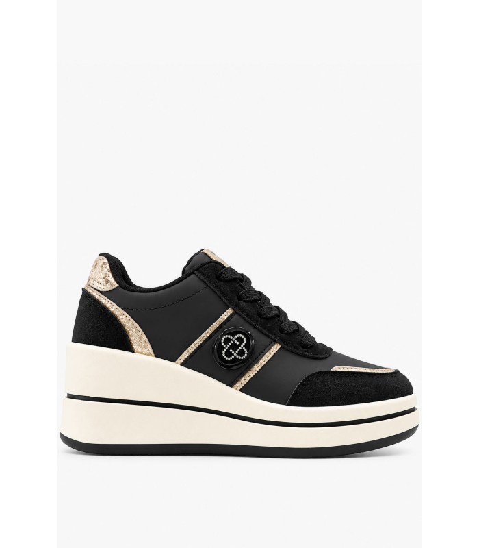 Μαύρα wedge sneakers με χρυσές λεπτομέρειες