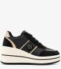 Μαύρα wedge sneakers με χρυσές λεπτομέρειες