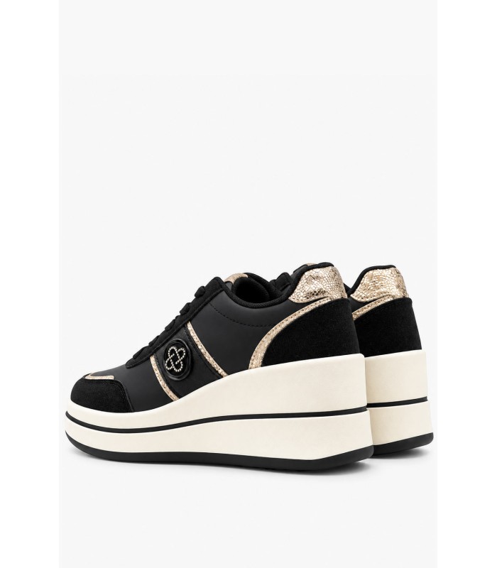 Μαύρα wedge sneakers με χρυσές λεπτομέρειες
