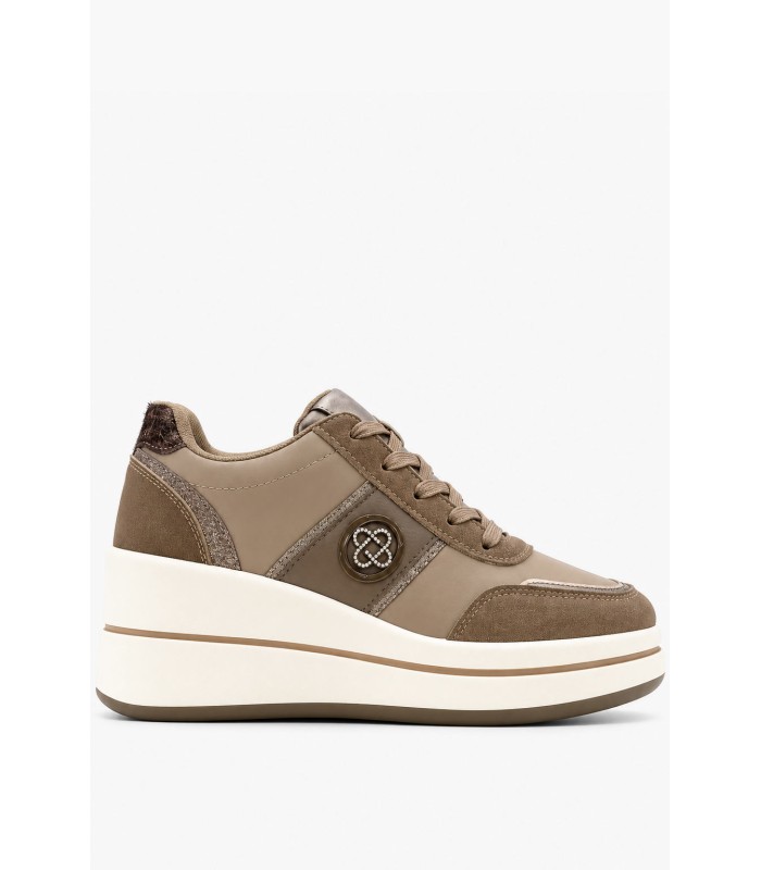 Χακί wedge sneakers με χρυσές λεπτομέρειες