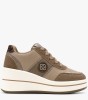 Χακί wedge sneakers με χρυσές λεπτομέρειες