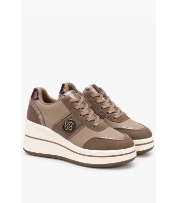 Χακί wedge sneakers με χρυσές λεπτομέρειες