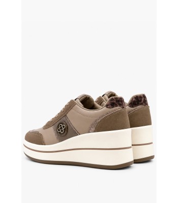 Χακί wedge sneakers με χρυσές λεπτομέρειες