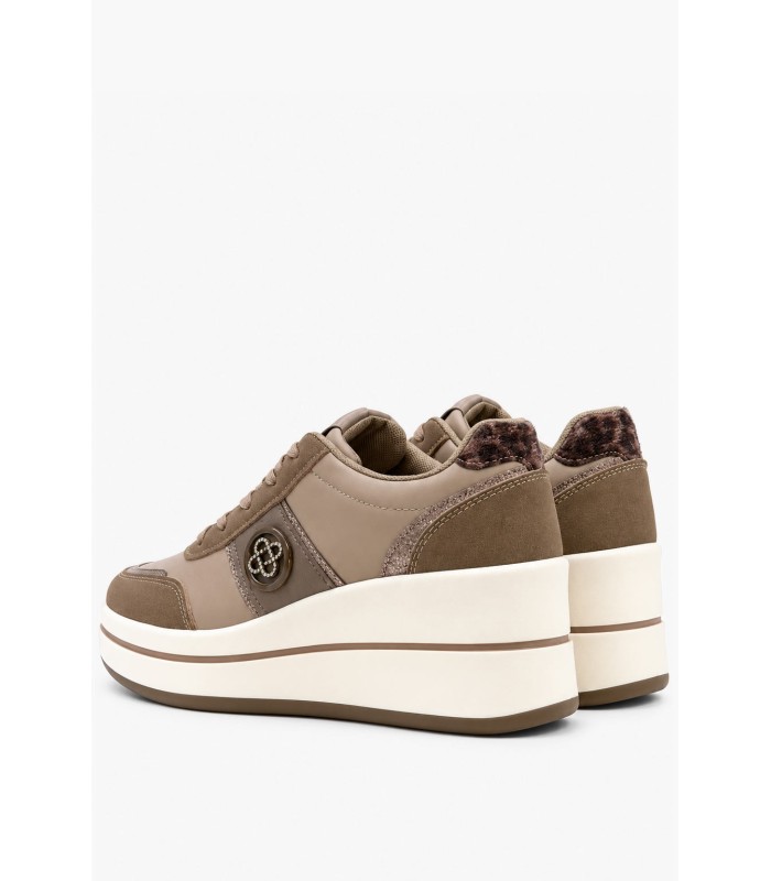 Χακί wedge sneakers με χρυσές λεπτομέρειες