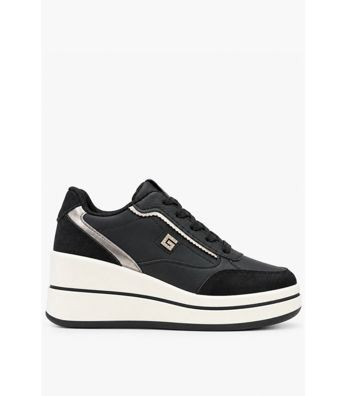 Μαύρα sneakers πλατφόρμα με χρυσές λεπτομέρειες
