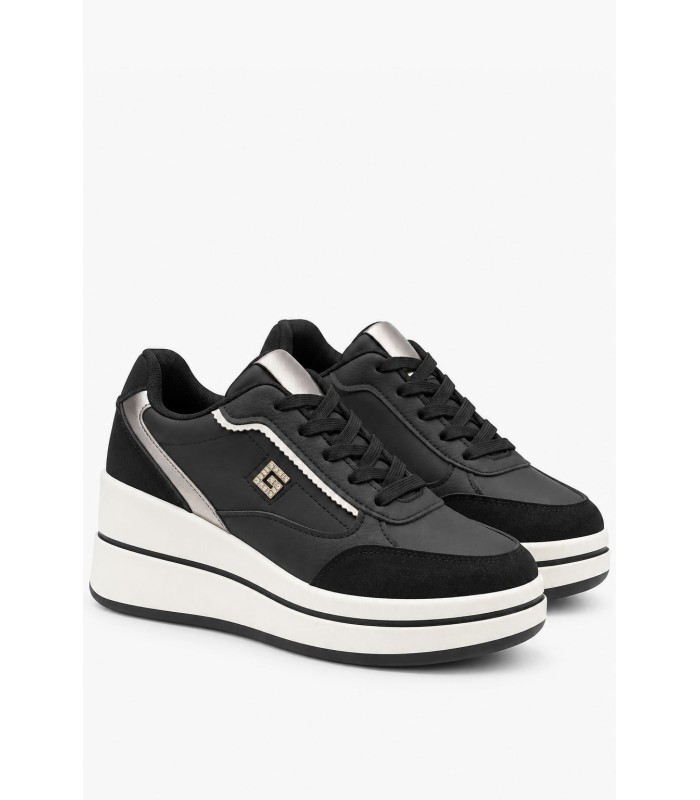 Μαύρα sneakers πλατφόρμα με χρυσές λεπτομέρειες