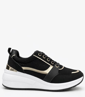 Μαύρο sneaker με χρυσές λεπτομέρειες και ανατομική σόλα
