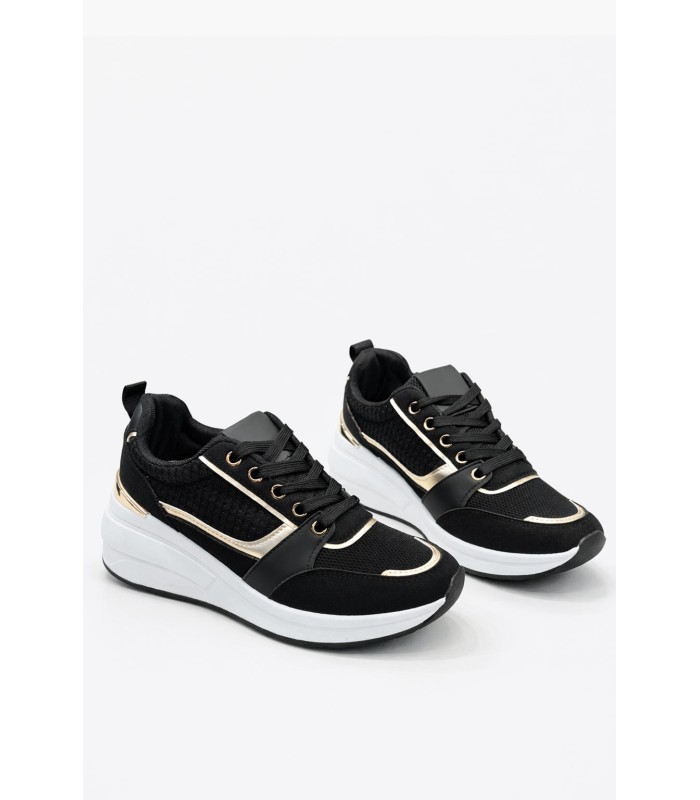 Μαύρο sneaker με χρυσές λεπτομέρειες και ανατομική σόλα