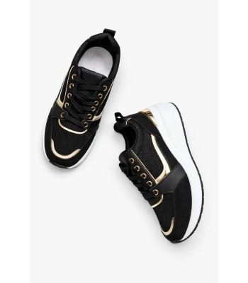 Μαύρο sneaker με χρυσές λεπτομέρειες και ανατομική σόλα