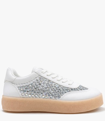 Λευκό sneaker με στρας και gum σόλα