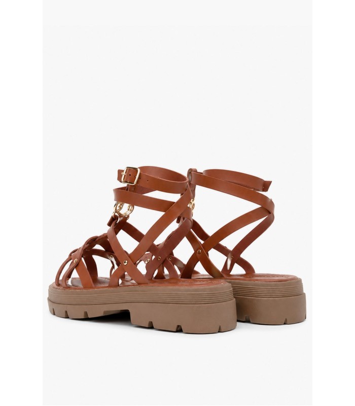Κάμελ flatform gladiator με λουράκια και chunky σόλα