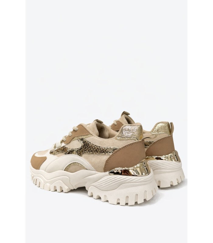 Μπεζ sneaker με chunky σόλα και animal print λεπτομέρειες