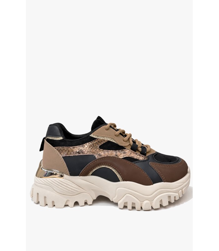 Μαύρο sneaker με chunky σόλα και animal print λεπτομέρειες