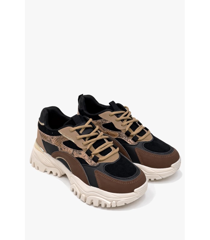 Μαύρο sneaker με chunky σόλα και animal print λεπτομέρειες