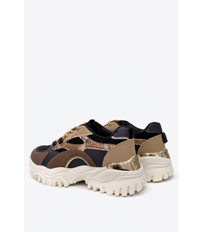 Μαύρο sneaker με chunky σόλα και animal print λεπτομέρειες