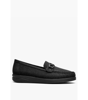Μαύρο loafer με διακοσμητική αγκράφα και ανατομικό πάτο