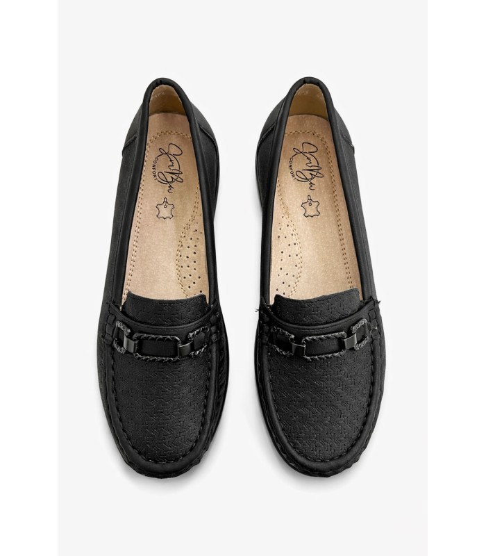 Μαύρο loafer με διακοσμητική αγκράφα και ανατομικό πάτο