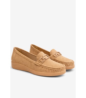 Μπεζ loafer με διακοσμητική αγκράφα και ανατομικό πάτο