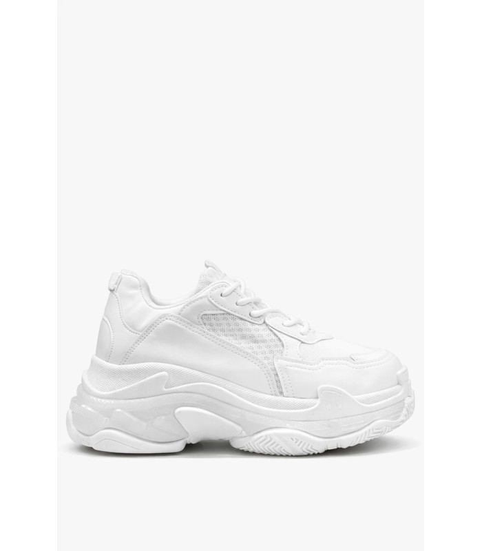 Λευκό sneaker με χοντρή chunky σόλα και mesh λεπτομέρειες