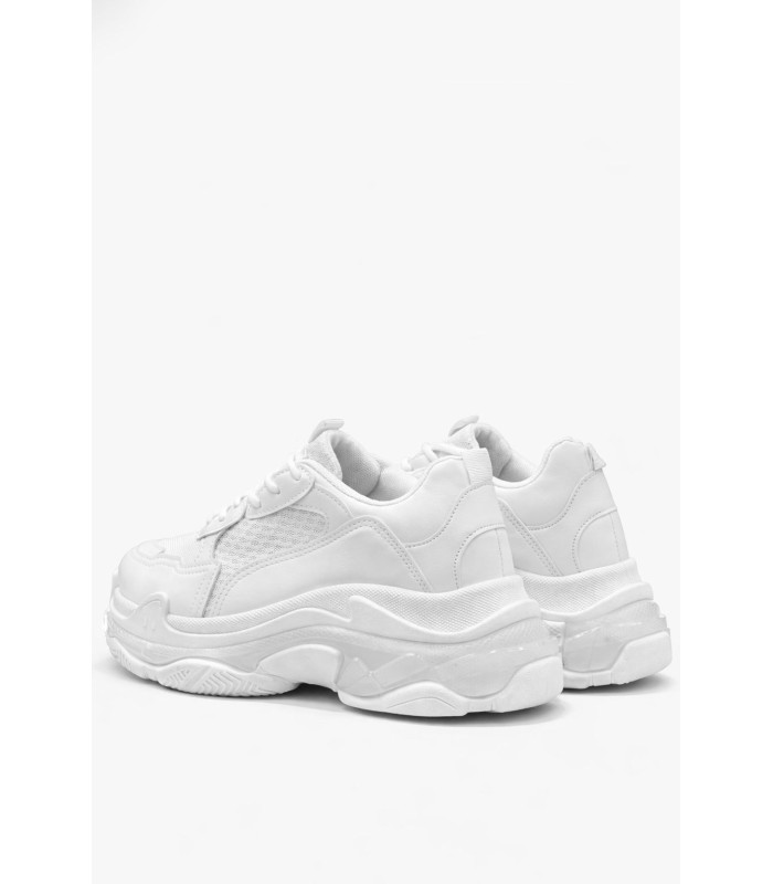 Λευκό sneaker με χοντρή chunky σόλα και mesh λεπτομέρειες