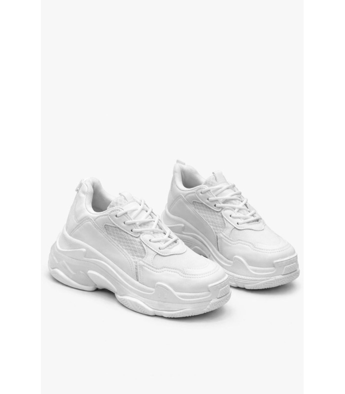 Λευκό sneaker με χοντρή chunky σόλα και mesh λεπτομέρειες
