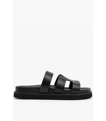 Μαύρα flatform σανδάλια με σχέδιο Η
