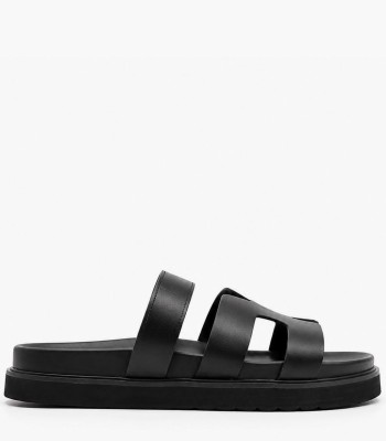 Μαύρα flatform σανδάλια με σχέδιο Η