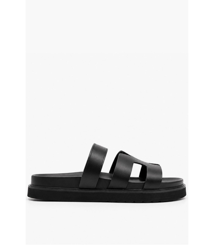 Μαύρα flatform σανδάλια με σχέδιο Η