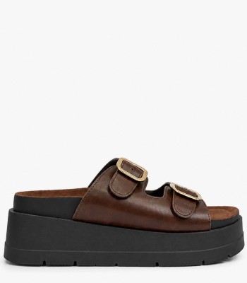 Καφέ flatform με διπλή αγκράφα