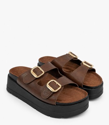 Καφέ flatform με διπλή αγκράφα