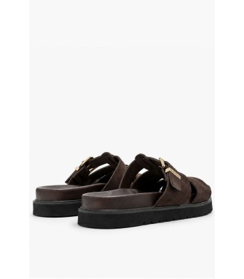 Καφέ flatform με πλεγμένα λουριά και αγκράφα